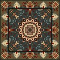 Colorful ornamental vector design for rug, tapis, yoga mat. Geometric ethnic clipart. Arabian ornamental carpet with decorative elements.Persian carpet