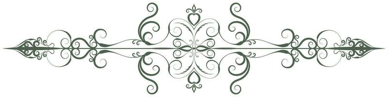 green vintage lines Baroque scroll flower divider Vintage style for decorating cards. vector