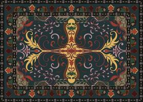 Old royal carpet design Persian carpet The story of old flower lights decorating the folk Simple color editing vector illustration
