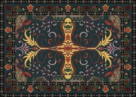 Old royal carpet design Persian carpet The story of old flower lights decorating the folk Simple color editing vector illustration