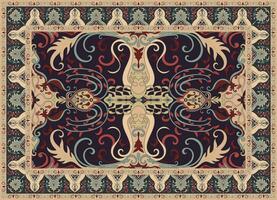Old royal carpet design Persian carpet The story of old flower lights decorating the folk Simple color editing vector illustration