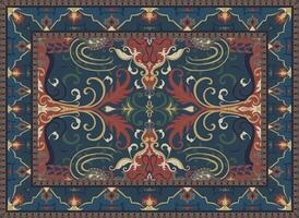 Old royal carpet design Persian carpet The story of old flower lights decorating the folk Simple color editing vector illustration