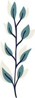 Elegant blue floral twig in Asian style. Cute cartoon illustration of flower vector