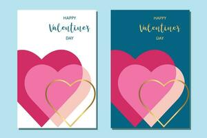 de moda moderno tarjetas con corazones para contento San Valentín día. vector