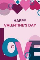 Congratulations banner for Valentine's Day in geometry style. vector