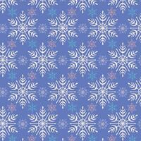 Winter pattern with delicate pink and lilac snowflakes. Pattern on the swatch panel. vector