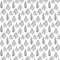 Pattern winter, Christmas, seamless, with fir trees, Doodle style. Pattern on the swatch panel. vector