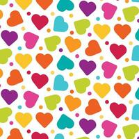 Pattern with colored hearts and polka dots. St. Valentine's Day. vector