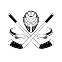 Sihouette of Ice hockey sticks, hockey helmets, flying hockey puck vector