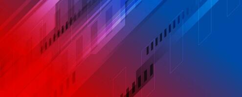 Abstract blue red hi-tech geometric minimal background vector