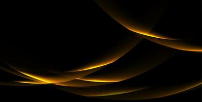 Dark orange neon glowing waves abstract background vector