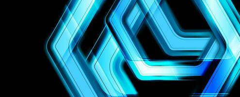 Blue glossy hexagons abstract hi-tech background vector