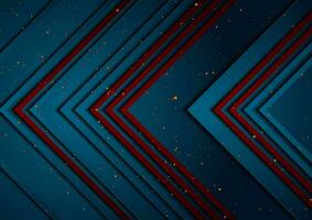Dark blue and red tech arrows abstract geometric background vector