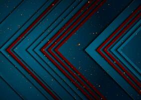 Dark blue and red tech arrows abstract geometric background vector