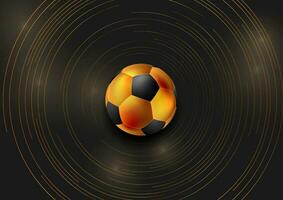 Luxury sport background with golden linear circles and soccer ball vector