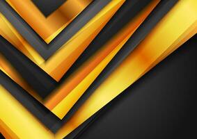 Golden and black glossy squares abstract tech background vector