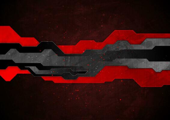 Red black geometric stripes abstract tech grunge background