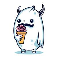 Vector of cute monster. Vector of cute monster eating ice cream