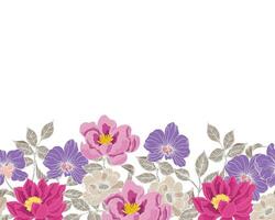 Hand Drawn Lotus and Orchid Flower Seamless Background vector