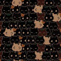 Seamless pattern design with cute kitten head vector