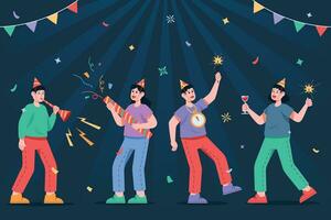 Party Goer Welcoming New Year vector