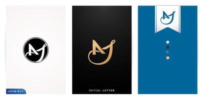 MJ initial letters monogram logo isolated white backgrounds for business cards elements, branding company identity, advertisement materials golden foil, collages prints, ads campaigns, wedding invites vector