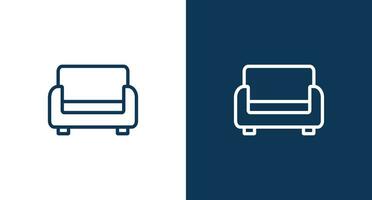 Sofa outline icon for web and mobile vector