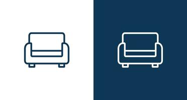 Sofa outline icon for web and mobile vector