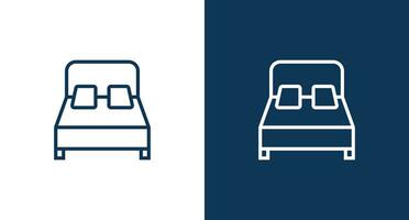 Bed outline icon for web and mobile vector