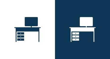 Computer table icon for web and mobile vector