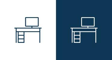 Computer table icon for web and mobile vector