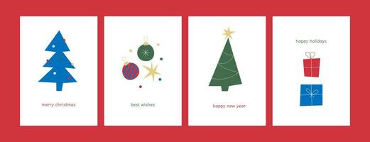 Merry Christmas greeting cards. Trendy Winter Holidays art templates. Xmas and New 2024 Year celebration preparation. Vector flat cartoon illustration