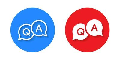 Question and answer icon vector on circle background. FAQ symbol