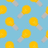 Light bulb Seamless Pattern Vector Illustration. Concept for inspiration of big ideas, innovation. Isolated on color background.