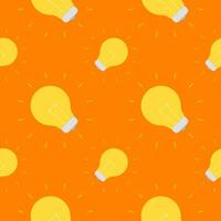 Light bulb Seamless Pattern Vector Illustration. Concept for inspiration of big ideas, innovation. Isolated on color background.