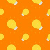 Light bulb Seamless Pattern Vector Illustration. Concept for inspiration of big ideas, innovation. Isolated on color background.