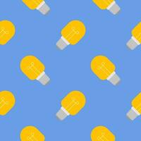 Light bulb Seamless Pattern Vector Illustration. Concept for inspiration of big ideas, innovation. Isolated on color background.