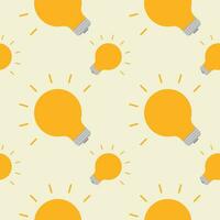 Light bulb Seamless Pattern Vector Illustration. Concept for inspiration of big ideas, innovation. Isolated on color background.