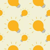 Light bulb Seamless Pattern Vector Illustration. Concept for inspiration of big ideas, innovation. Isolated on color background.