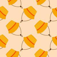 straw hat seamless pattern vector illustration. Vacation and rest in tropical country. Seasonal summer rest and relaxation. Seamless pattern print, background or wallpaper. Vector in flat style