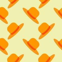 straw hat seamless pattern vector illustration. Vacation and rest in tropical country. Seasonal summer rest and relaxation. Seamless pattern print, background or wallpaper. Vector in flat style