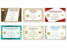 Collection of Certificate retro design template vector