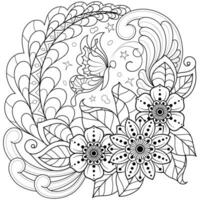 Mandala flower for adult coloring book. vector