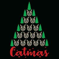 alegre Navidad árbol miau alegre catmas vector