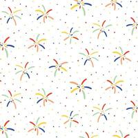 Vector illustration of hand drawn colorful fireworks pattern