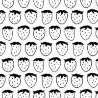 Hand drawn vector illustration of strawberry pattern. Pattern for textile, fabric, wrapping paper. Cute background in black and white.