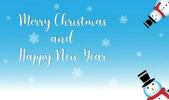 Merry Christmas and Happy New Year background with snowman and snow. vector