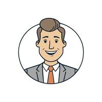 Portrait of a happy business man avatar in hand drawn doodle cartoon style vector illustration