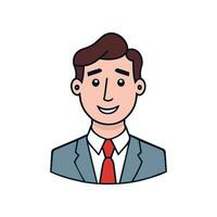 Portrait of a happy business man avatar in hand drawn doodle cartoon style vector illustration