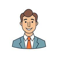 Portrait of a happy business man avatar in hand drawn doodle cartoon style vector illustration